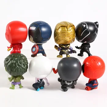Thanos Black Panther Spiderman Spider-Gwen Thanos Hulk Kapitán Amerika Iron Man Jed Mini PVC Údaje Hračky 8pcs/set