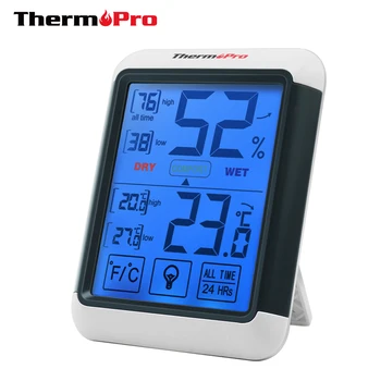 Thermopro TP55 Digitálny Vlhkomer Teplomer, Vnútorný Teplomer s Dotykovou obrazovkou a Podsvietenie Vlhkosti Snímač Teploty