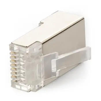 Tienený RJ45 Konektor, CAT5E CAT6 Krimpovacie Ethernetový Konektor STP 8P8C Modular Crystal Head Sviečky 100 Ks
