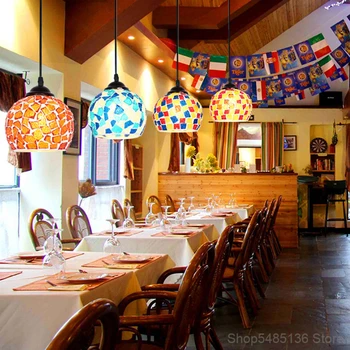 Tiffany Mozaikové Sklo Led Prívesok Svetlo Art Deco Jedáleň Svetlo Obývacia Izba, Spálňa Lampa Moderného Cafe Bar Ostrov Svietidlo
