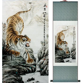Tiger hodváb umenie maľba Čínske Umenie Maľba Home Office Dekorácie Čínsky tiger maľovanie LTW2017112308