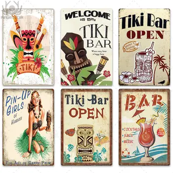 Tiki Bar Stenu Dekor Kov Prihlásiť Doska, Kov Lete Tiki Prihlásiť Plechu pre Tiki Bar, Beach Bar Dekoratívne Železa Maľovanie