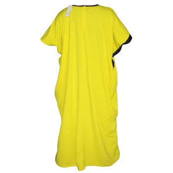 Tilapia bežné nadrozmerné veľké módne elastické ženy žlté šaty maxi dlhý solid plus veľkosť batwing rukáv vestidos
