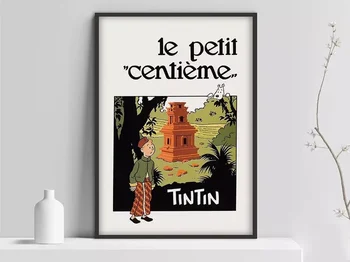 Tintin Plagát, Tintin Herg Art Výstava, Plagát, Tintin Karikatúra tlače, Herge Karikaturista plagát, Ročník Tintin Kreslených