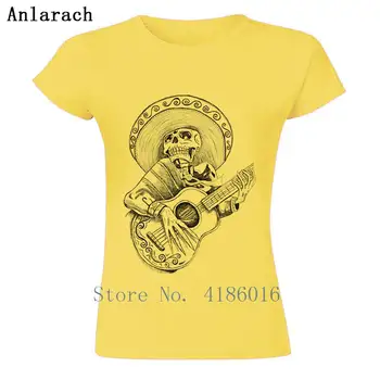 Tlač Mexickej Mariachi Spev Lebky T-Shirt Oblečenie Žien Tričko Bavlna Pohode Tee Tričko Krátke Rukávy Plus Veľkosť XL