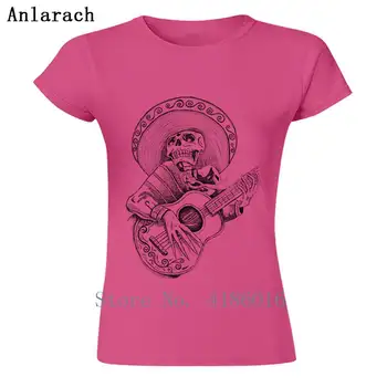 Tlač Mexickej Mariachi Spev Lebky T-Shirt Oblečenie Žien Tričko Bavlna Pohode Tee Tričko Krátke Rukávy Plus Veľkosť XL