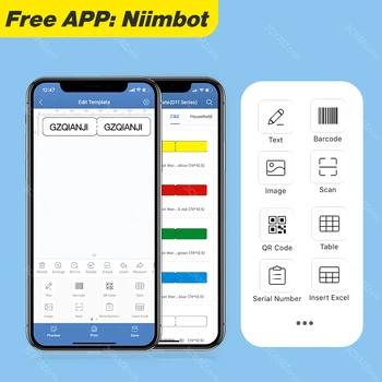 Tlačiareň štítkov Mini Niimbot D11 Bezdrôtová Tepelná Tlačiareň s Free App Štítok Papier Mobilný Telefón, Tlačiareň