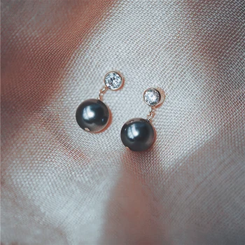 Tmavo Sivá Čierna Perla, Lesk Elegantné Cubic Zirconia Drop Náušnice Pre Ženy Hypoalergénne Visieť Náušnice Šperky SD2243
