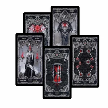 Tmavé tarot karty paluby anglicky španielsky francúzsky verzia tajomstvo veštenie kartová hra pre ženy, doskové hry, 78 kariet