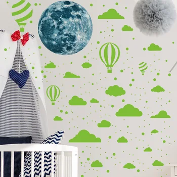 Tofok DIY Horúci Vzduch-balón Mraky Dot Svietiace Nálepky na Stenu Domov Obchod Dekorácie Deti Miestnosti nástenná maľba Obtlačky Žiariť v Tme