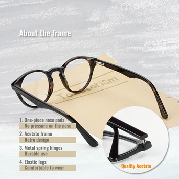 Toketorism acetát okuliare vintage okrúhle okuliare rámy pre mužov, ženy, predpis okuliarov, rám