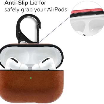 Tongdaytech Kožené puzdro pre Apple AirPods Pro s Kľúčom Háčik Shockproof Slúchadlá Kryt pre AirPods 3 2 1