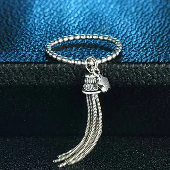 TONGZHE Luxusné Retro Bell Strapec Krúžky Chodník Čistý 925 Sterling Silver Krúžky Pre Ženy S Hviezdičkový Prívesok Prst Ringlet Šperky
