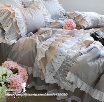Top Luxusné Výšivky Európskej spálňa textilné elegantná obliečka na vankúš tortu vrstvy posteľná bielizeň nastaviť prehrabať perinu čipky posteľ sukne