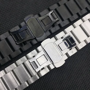 Top z Nehrdzavejúcej Ocele, Zakrivená Konci Watchband 22 mm pre Samsung Výstroj S3 Klasické Hranici Smart Hodinky Kapela Popruh Náramok Strieborný Čierny