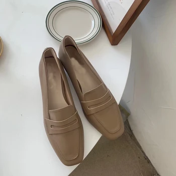 Toppies ženy nízke podpätky faux kožené topánky vintage dámy office topánky kórejský móda