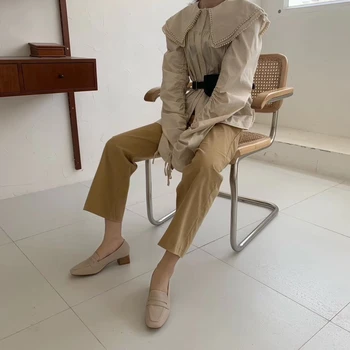 Toppies ženy nízke podpätky faux kožené topánky vintage dámy office topánky kórejský móda
