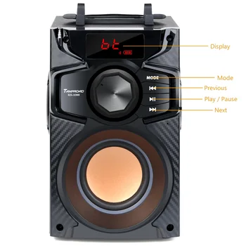 TOPROAD Prenosný Bluetooth Reproduktor Bezdrôtový Stereo Subwoofer Bass Veľké silnú Stranu Reproduktory Boombox Podpora FM Rádio AUX, USB