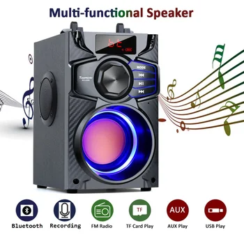 TOPROAD Prenosný Bluetooth Reproduktor Bezdrôtový Stereo Subwoofer Bass Veľké silnú Stranu Reproduktory Boombox Podpora FM Rádio AUX, USB