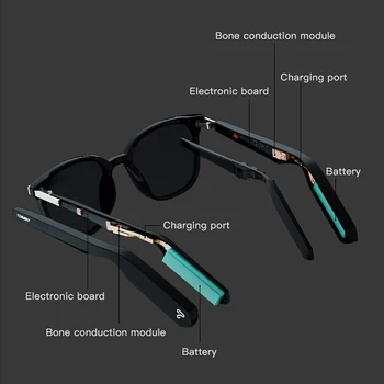 TOPSKY Kostné Vedenie Slúchadlá Inteligentné Okuliare Vymeniteľné šošovky na predpis Bluetooth Slúchadlá Stereo Hudby slnečné Okuliare