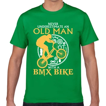 Topy T Shirt Mužov starý muž s bmx bike Hip Hop Vintage Geek Krátke Mužské Tričko XXXL