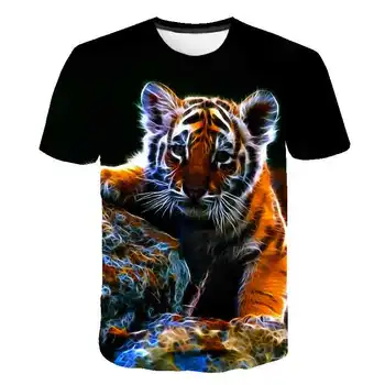 Topy Tees Oblečenie Baby Boy 3D Tiger Tlačiť T-Shirt Oblečenie 4-16 Rokov Lete Deti Chlapcov Tričká Top Deti Krátky Rukáv