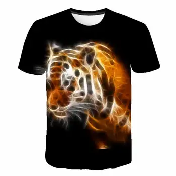 Topy Tees Oblečenie Baby Boy 3D Tiger Tlačiť T-Shirt Oblečenie 4-16 Rokov Lete Deti Chlapcov Tričká Top Deti Krátky Rukáv