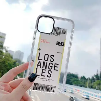 Toronto, New York, Luxusné Letenky čiarového kódu puzdro pre iPhone 11 Pro X XS Max 12 mini 7 8 Plus Los Angeles Farba Jasné kryt