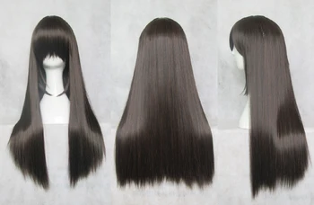 TouHou Projektu Hakurei Reimu Cosplay Parochne Vysokej teplote Vlákno 60cm/24inches Hnedá Čierna Mix Dlhé Rovné Vlasy+ zadarmo vlasy čisté