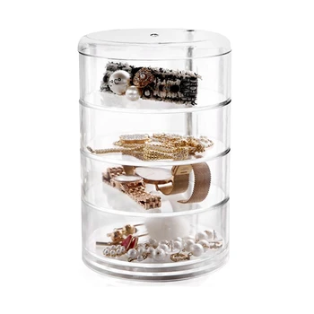 Transparentné 360 Stupňov, Rotačné Viacvrstvových Šperky Úložný Box Držiteľ Earpin Náušnice Malé Objekty Organizátor Plastové Šperky Box