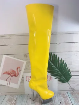 Transparentné jediným 15 cm sexy topánky, super topánky na stehná, model show ušľachtilý temperament tanečné topánky
