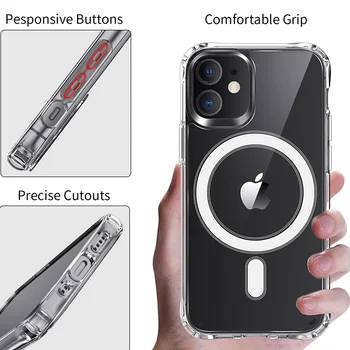 Transparentné Magnetické Prípade & Taška Pre IPhone 12 Pro Max Mini Magsafing Pre IPhone 11 IPhone12 Pro 12pro Max Magnet Držiteľa Karty