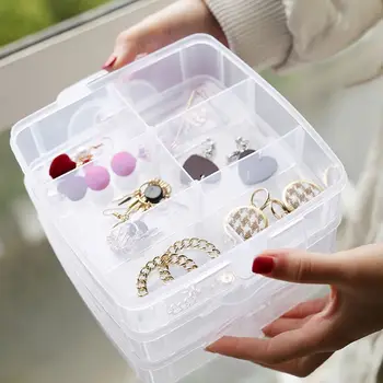 Transparentné Prenosné Veľké Šperky Organizátor Úložný Box Kontajner Prípade Displej Jewerly Úložný Box