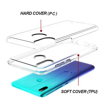 Transparentné puzdro Pre Huawei P Smart+ 2019 Mäkké TPU Kremíka + Pevného PC Kryt Telefónu Pre Huawei Psmart+ 2019 Móda Ochrana Prípade