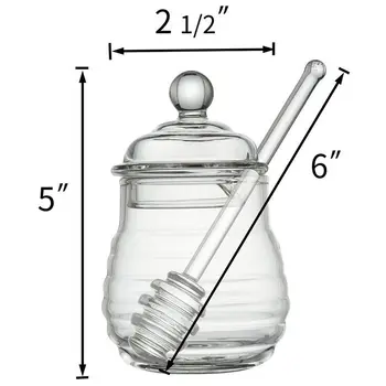 Transparentné sklo med jar s vekom Med Jar s Dipper, Jasné, 9 Uncí