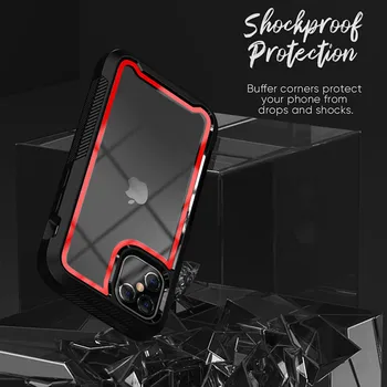 Transparentné TPU Telefón puzdro Pre iPhone 12 11 Pro XS MAX XR X 8 7 6 6Plus SE 2020 2in 1 Shockproof Brnenie Jasné Nárazníka Prípadoch Kryt