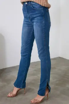 Trendyol Štrbinou Vysoký Pás Slim Fit Jeans TWOAW21JE0592