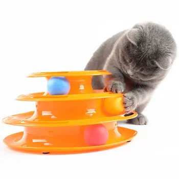 Tri Úrovne pet mačka hračka Veža Skladby Disk mačka Inteligencie Zábavný triple zaplatiť disk hračiek pre mačky loptu Tréning Zábavný doska