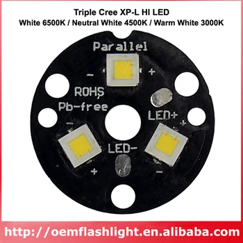 Triple Cree XP-L HI V3 Biela 6500K Neutrálna Biela 4500K Teplá Biela 3000K LED Žiariče s 20 mm / 16 mm / 14.5 mm x 1 mm Meď Base