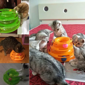 Triple Play Disk Hračiek Pre Mačky Inteligencie Loptu Hračka Pre Mačiatko Mačky Zábavné Pet Hrá Dodávky Zelená Oranžová