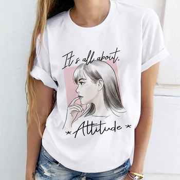 Tričko Ženy, nové Módne lumbálna dievča vytlačené T-shirt Harajuku osobnosti T-shirt žena biele topy T Shirt dámske oblečenie
