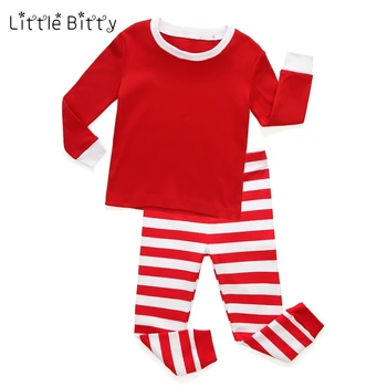 Trochu Bitty, baby, dievčatá, chlapcov sleepwear vianočné pijamas nastaviť deti červené biele pruhované santa pyžamo deti nastaviť deti pyžamá