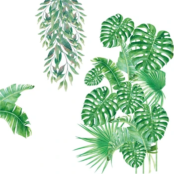 Tropické Rastliny Dvere Dekorácie Korytnačka Leaf Samolepky Na Stenu Pláž Palm Leaf Umenie Obtlačky Obývacia Izba, Kuchyňa Domáce Dekorácie