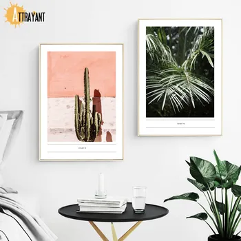Tropické Telo V Rovnováhe Kaktus Palmový List Wall Art Plátno Na Maľovanie Nordic Plagáty A Potlačou Obrazov Na Stenu Pre Obývacia Izba Domova