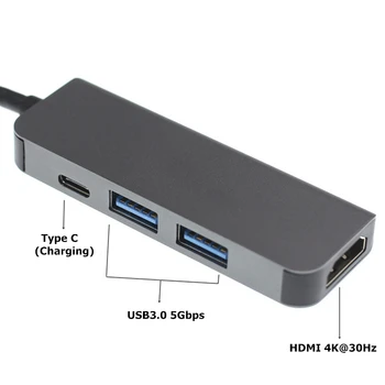 Trumsoon Typ C, HDMI 4K USB 3.0 C SD TF Card Reader Adaptér pre Macbook iPad Huawei Mate30 Samsung S9 Dex xiao TV, Projektor