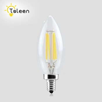 TSLEEN 6Pcs Stmievateľné LED Žiarovky E14 Sviečkové Žiarovky E12 C35 Ampoule Edison Žiarovka Retro Vintage Plameň Led 110V 220V