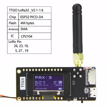 TTGO ESP32-Paxcounter LoRa32 V2.1 1.6 Verzia 433/868/915MHZ LoRa ESP-32 OLED 0.96 Palcový SD Kartu, Bluetooth, WIFI Modul