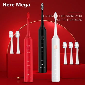 TU MEGA Elektrická zubná Kefka Ultrazvuková zubná Kefka pre Inovované Dospelých USB Nabíjateľné 5 Čisté Režimy Časovač S 3 sensiflex