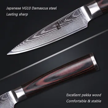 TUOHE 3 ks kuchynských nožov nastaviť Japonský Damasku ocele VG10 8 palcový Kuchár Nôž Santoku Nôž na Ovocie Frézovanie Nôž Drevo Pakka Rukoväť
