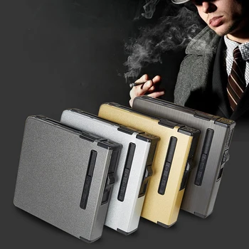 Turbo Zapaľovač Plynu Ľahšie Kovové Cigariet Prípade Vetru Flameless Tabakových Cigariet v Balení Ľahké Cigarety Box